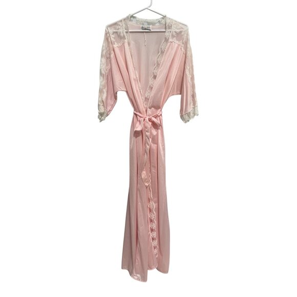 Previews USA Vintage Lace Long Robe Womens M Tie Waist Feminine Elegant Fantasy - Picture 1 of 9